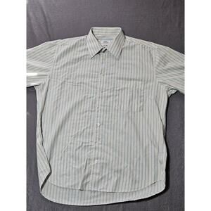Fideli Shirt Men Large Aqua Blue Pinstripe Classic Short Sleeve Dress Casual